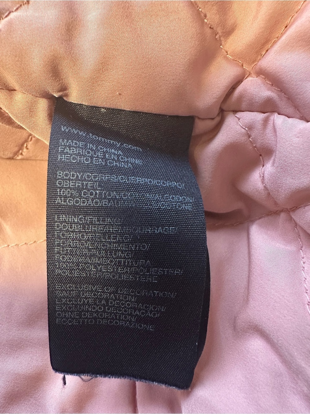 Tommy Hilfiger Olive Green Hooded Utility Jacket Pink Quilted Lining Size Medium - Picture 9 of 9